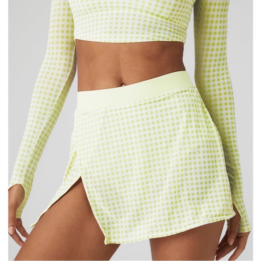 Lime Green Checkered Skirt